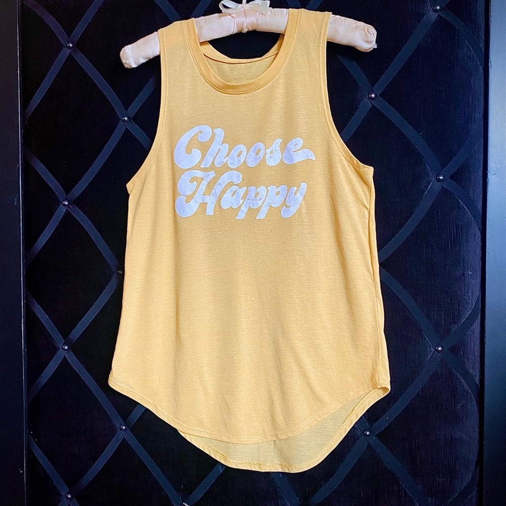 Anthropologie CHOOSE HAPPY Cotton T-Shirt Muscle Tee by Grayson Threads Size M
